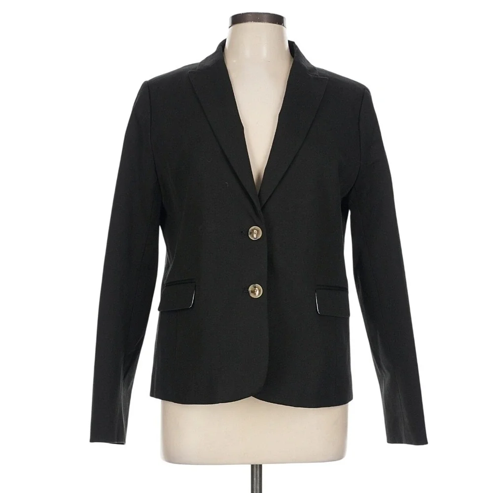 J. Crew Factory NWOT Cotton-blend two-button blazer Black Women's size‎ 12